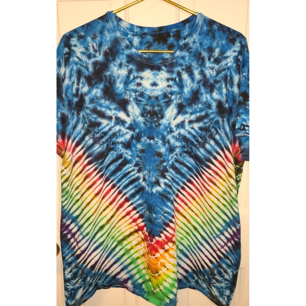 Classic Hanes Tie Dye T-Shirt EXCELLENT RAINBOW100% Cotton 2XL Hippie Festival